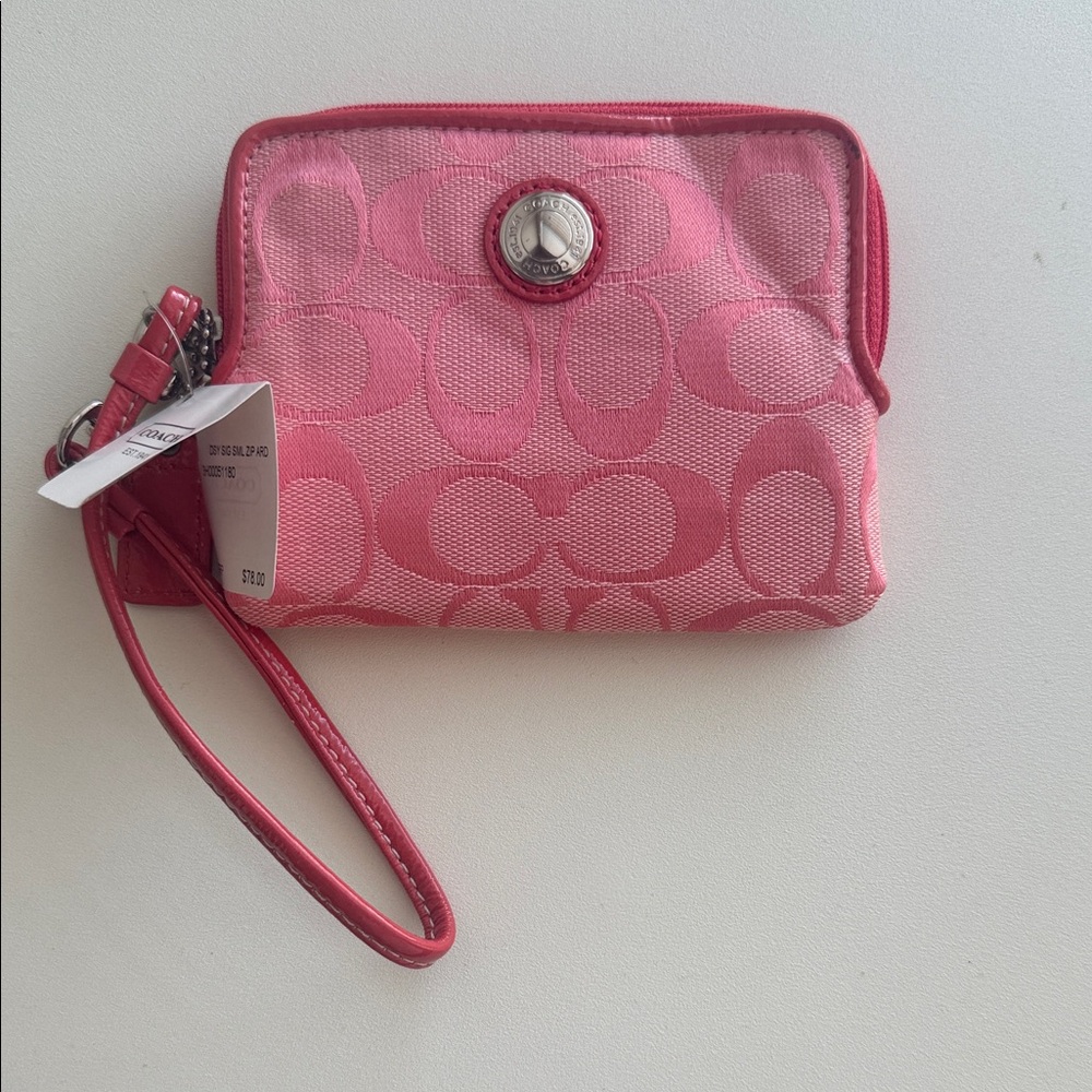 Coach Signature Pink Wristlet